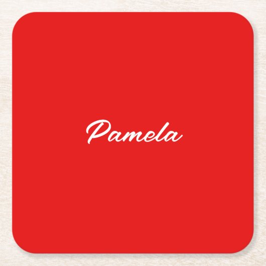 Eleganter Name Minimalistischer Warm-Rot Rechteckiger Pappuntersetzer (Vorderseite)