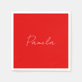 Eleganter Name Minimalistischer Warm-Rot Serviette (Vorderseite)