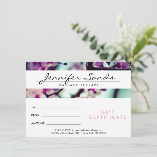 ELEGANTER NAME mit CHERRY BLOSSOMS Geschenkgutsche (Stehend Vorderseite)