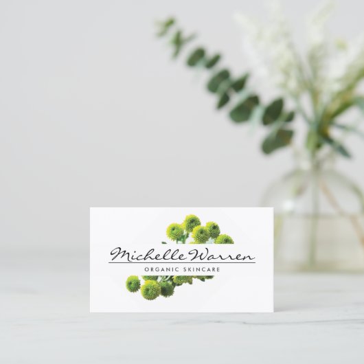 ELEGANTER NAME MIT GRÜNEN MUMS-BLUME VISITENKARTE (Stehend Vorderseite)