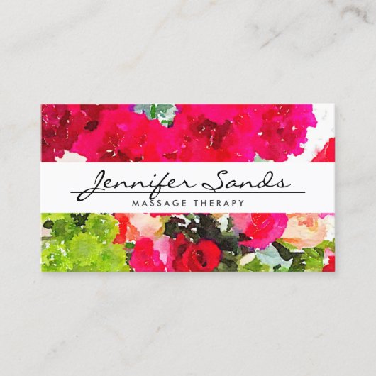ELEGANTER NAME MIT WATERCOLOR BOUQUET VISITENKARTE (Vorderseite)