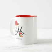 Eleganter Name Moderner Anfangsbuchstabe H Weihnac Zweifarbige Tasse (Vorderseite Links)