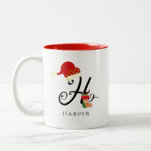 Eleganter Name Moderner Anfangsbuchstabe H Weihnac Zweifarbige Tasse (Links)