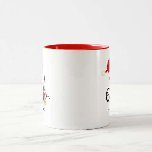 Eleganter Name Moderner Anfangsbuchstabe H Weihnac Zweifarbige Tasse (Mittel)