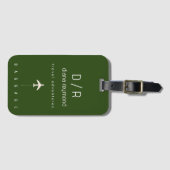 Eleganter Name Monogram Dark Green Gepäckanhänger (Vorderseite (Horizontal))