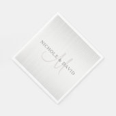Eleganter Name Monogram & Dünne graue Streifen Serviette (Ecke)