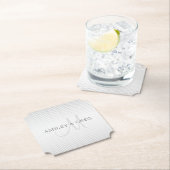 Eleganter Name Monogram & Dünne graue Streifen Untersetzer (Vor Ort)