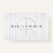Eleganter Name Monogram & Thin Gray Ombre Streifen Ausweis (Rückseite)