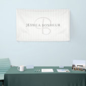 Eleganter Name Monogram & Thin Gray Ombre Streifen Banner (Messeveranstaltung)