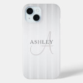 Eleganter Name Monogram & Thin Gray Ombre Streifen Case-Mate iPhone Hülle (Rückseite)