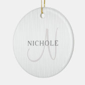 Eleganter Name Monogram & Thin Gray Ombre Streifen Keramik Ornament (Links)