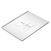 Eleganter Name Monogram & Thin Gray Ombre Streifen Notizblock (Linke Seite)