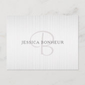 Eleganter Name Monogram & Thin Gray Ombre Streifen Postkarte (Vorderseite)