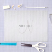Eleganter Name Monogram & Thin Gray Ombre Streifen Seidenpapier (Handwerk)