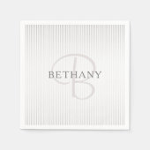 Eleganter Name Monogram & Thin Gray Ombre Streifen Serviette (Vorderseite)