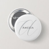 Eleganter Name Monogramm Anfangsbuchstabe Kalligra Button (Vorne & Hinten)