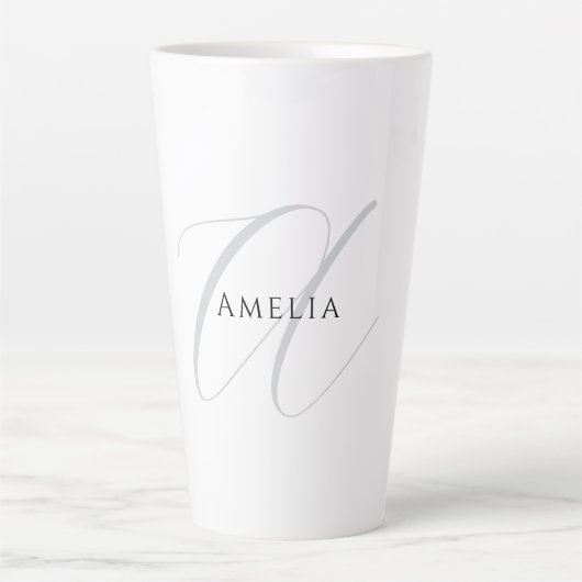Eleganter Name Monogramm Anfangsbuchstabe Kalligra Milchtasse (Vorderseite)