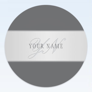 Eleganter Name & Monogramm-Buchstabe (oder anderer Runder Aufkleber