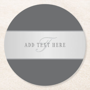 Eleganter Name & Monogramm-Buchstabe (oder anderer Runder Pappuntersetzer