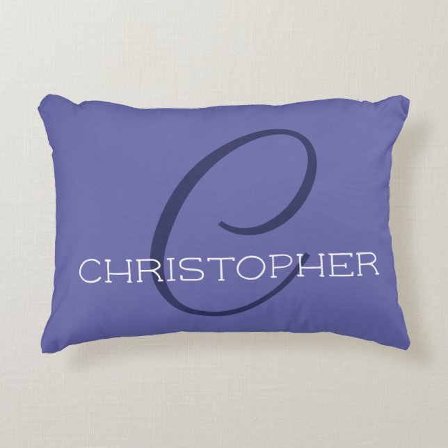 Eleganter Name Monogramm C Initial Periwinkleblau Dekokissen (Vorderseite)