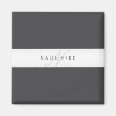 Eleganter Name & Monogramm | Dunkel- & Hellgrau Magnet (Vorne)