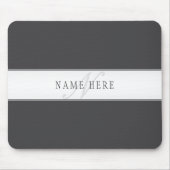 Eleganter Name & Monogramm | Dunkel- & Hellgrau Mousepad (Vorne)