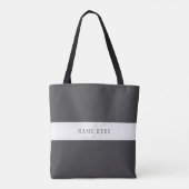 Eleganter Name & Monogramm | Dunkel- & Hellgrau Tasche (Rückseite)