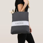 Eleganter Name & Monogramm | Dunkel- & Hellgrau Tasche (Von Nahem)