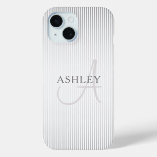Eleganter Name Monogramm & dünne graue Ombre-Strei Case-Mate iPhone Hülle