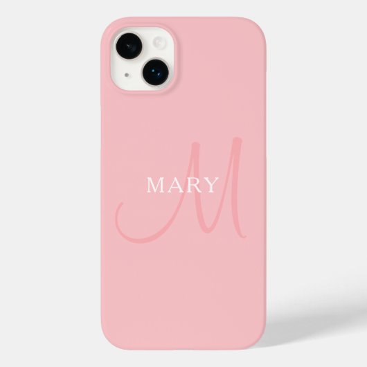 Eleganter Name Monogramm | Hellrosa Case-Mate iPhone Hülle (Rückseite)