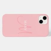 Eleganter Name Monogramm | Hellrosa Case-Mate iPhone Hülle (Rückseite (Horizontal))