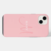 Eleganter Name Monogramm | Hellrosa iPhone Hülle (Rückseite (Horizontal))