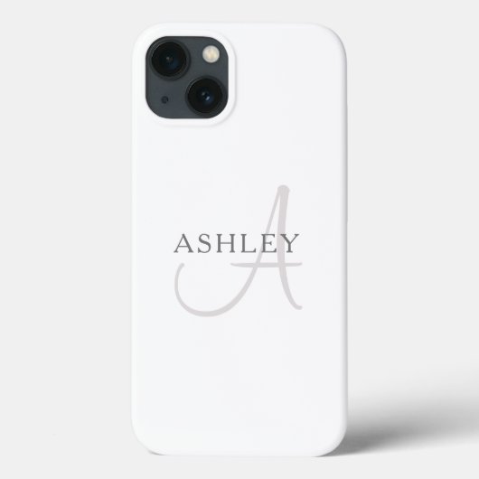 Eleganter Name Monogramm | Weiß & Grau Case-Mate iPhone Hülle (Rückseite)