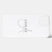 Eleganter Name Monogramm | Weiß & Grau Case-Mate iPhone Hülle (Rückseite (Horizontal))