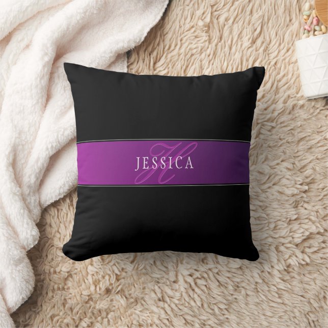 Eleganter Name & monogrammierte Initiale/n Kissen (Decke)
