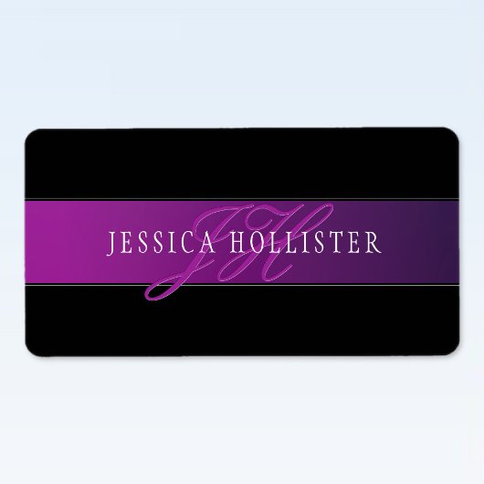 Eleganter Name & monogrammierte Initialen Adressaufkleber
