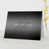 Eleganter Name & monogrammierte Initialen | Schwar Karte (Gelbe Blume)