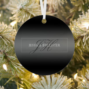 Eleganter Name & monogrammierte Initialen Schwar Ornament Aus Metall