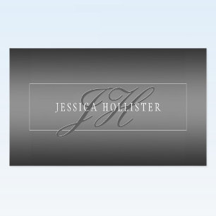 Eleganter Name & monogrammierte Initialen Schwar Rechteckiger Aufkleber