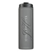 Eleganter Name & monogrammierte Initialen | Schwar Thermosbecher (Vorderseite)