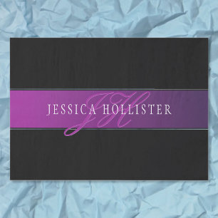 Eleganter Name & monogrammierte Initialen Seidenpapier