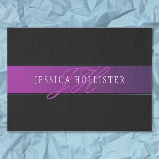 Eleganter Name & monogrammierte Initialen Seidenpapier