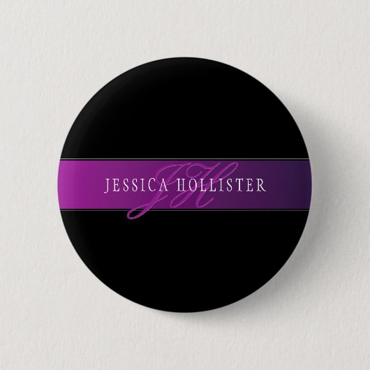 Eleganter Name & monogrammiertes Initial/Initialen Button (Vorderseite)