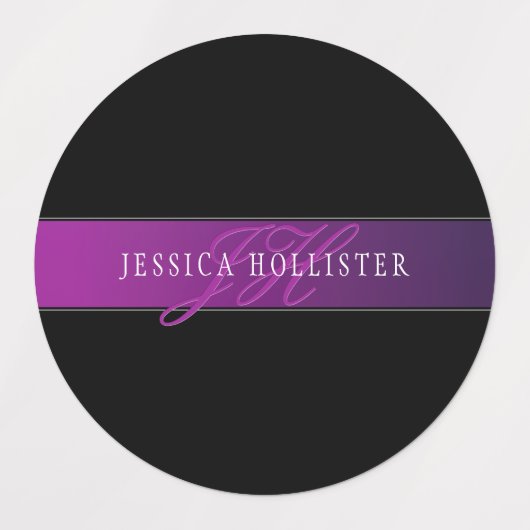 Eleganter Name & monogrammiertes Initial/Initialen Etiketten (Design 1)