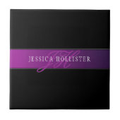 Eleganter Name & monogrammiertes Initial/Initialen Fliese (Vorderseite)