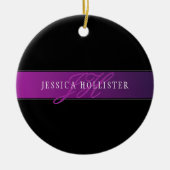 Eleganter Name & monogrammiertes Initial/Initialen Keramik Ornament (Vorne)