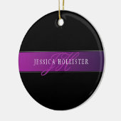 Eleganter Name & monogrammiertes Initial/Initialen Keramik Ornament (Links)