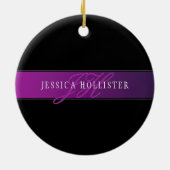 Eleganter Name & monogrammiertes Initial/Initialen Keramik Ornament (Hinten)