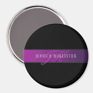 Eleganter Name & monogrammiertes Initial/Initialen Magnet