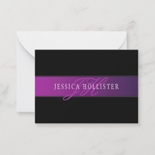 Eleganter Name & monogrammiertes Initial/Initialen Mitteilungskarte (Vorderseite)